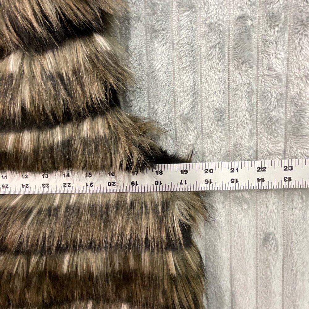Donna Salyers Fab Furs Boho Chic Vest Womens S Black Tan Faux Fox Lined Pockets - Picture 8 of 11